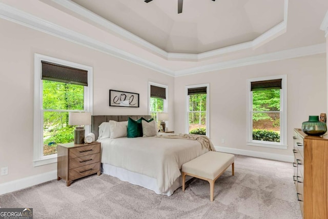 1400 Squire Ln, Cumming, GA 30041 - bedroom featuring ceiling fan, light carpet, crown molding, and baseboards
