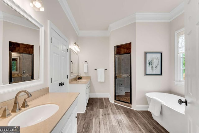 1400 Squire Ln, Cumming, GA 30041 - full bath with wood finished floors, a stall shower, and a sink