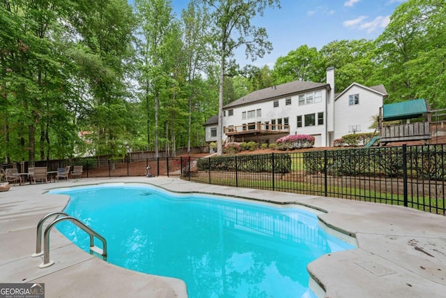 1400 Squire Ln, Cumming, GA 30041 - view of swimming pool featuring a fenced in pool, a patio area, and fence