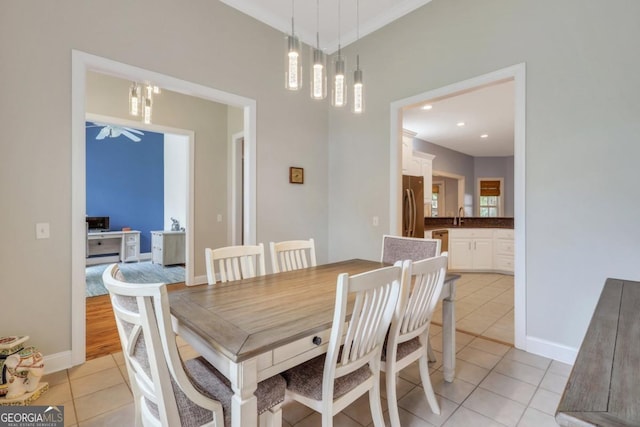 277 Cinder Hill Dr, Brunswick, GA 31523 - dining space with baseboards and light tile patterned floors