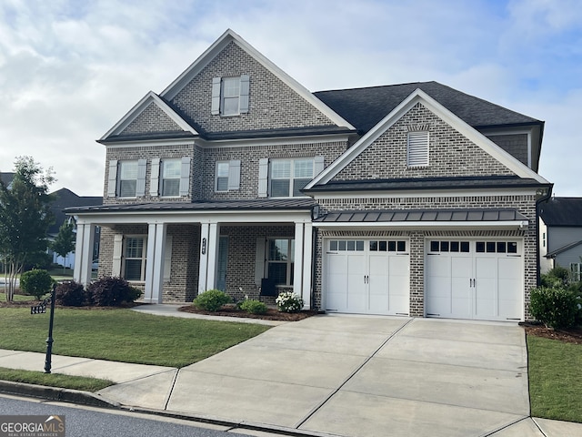 4405 Croftshire Pl, Cumming, GA 30040 - view of front of house with a porch, brick siding, and concrete driveway