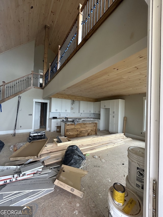198 Stirratt Rd, Ranger, GA 30734 - living area with high vaulted ceiling and wood ceiling