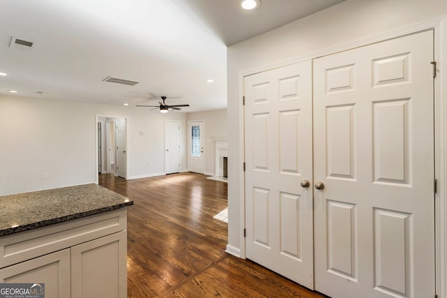 1541 Pontiac Pl SE, Atlanta, GA 30315 - hallway featuring recessed lighting, baseboards, visible vents, and dark wood-style floors