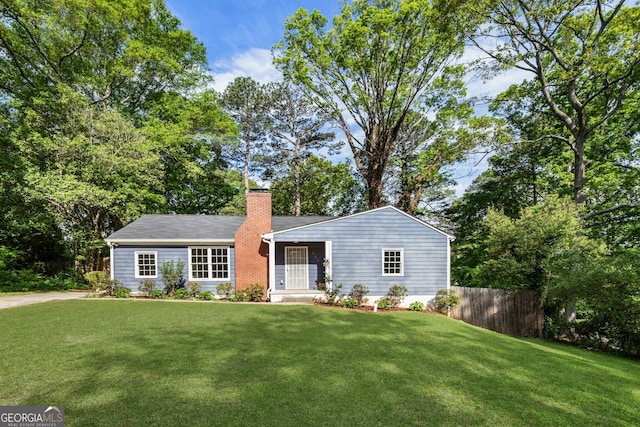 1541 Pontiac Pl SE, Atlanta, GA 30315 - ranch-style home with fence, a front lawn, and a chimney