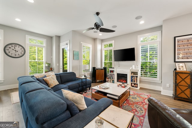 986 Mauldin St SE, Atlanta, GA 30316 - living room with ceiling fan, plenty of natural light, and wood finished floors