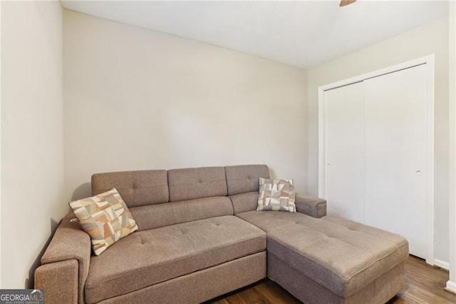 living room with dark wood-style floors