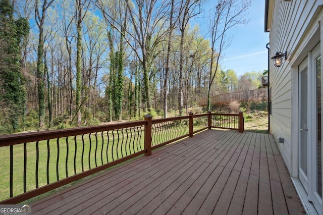 deck with a yard