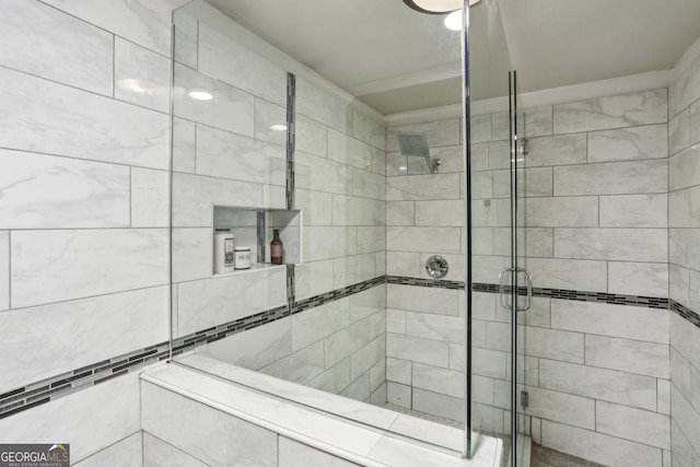 full bathroom featuring a stall shower