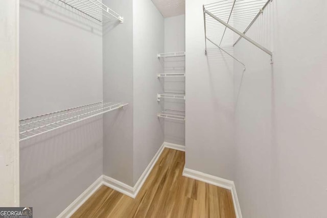 spacious closet with wood finished floors