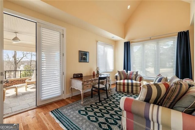 4835 Merlendale Ct, Atlanta, GA 30327 - interior space featuring high vaulted ceiling, a wealth of natural light, wood finished floors, and baseboards