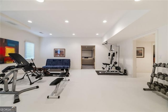 4835 Merlendale Ct, Atlanta, GA 30327 - workout area featuring visible vents and recessed lighting