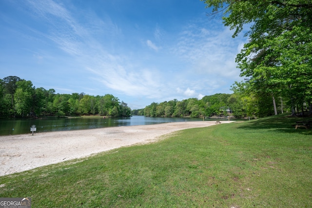 property view of water with a view of trees