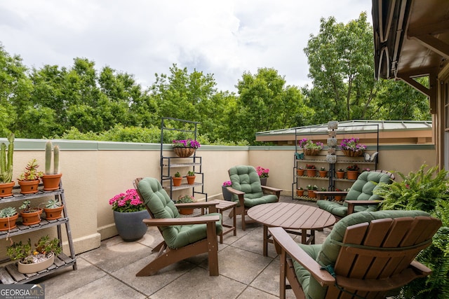 balcony with a patio area