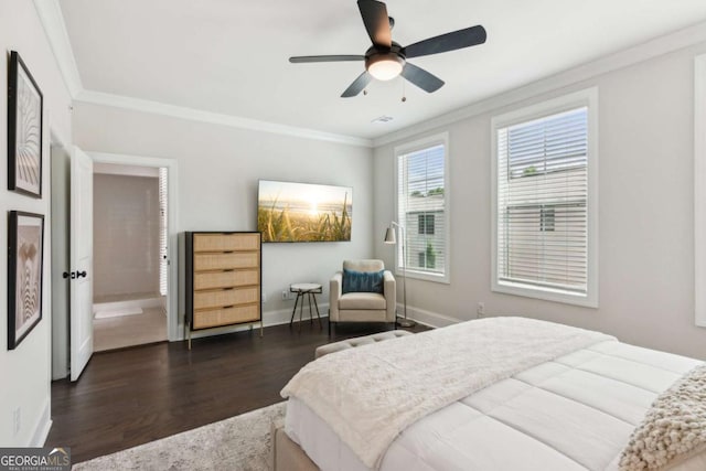 427 Burton Dr Unit 427, Alpharetta, GA 30009 - bedroom featuring wood finished floors, ornamental molding, and ceiling fan