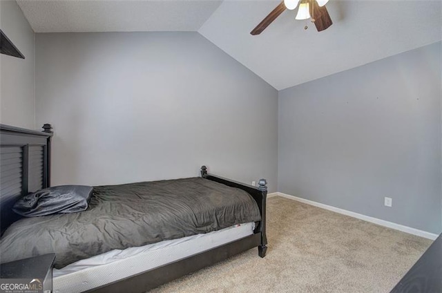 50 Westside Chase, Cartersville, GA 30120 - bedroom featuring ceiling fan, vaulted ceiling, carpet flooring, and baseboards