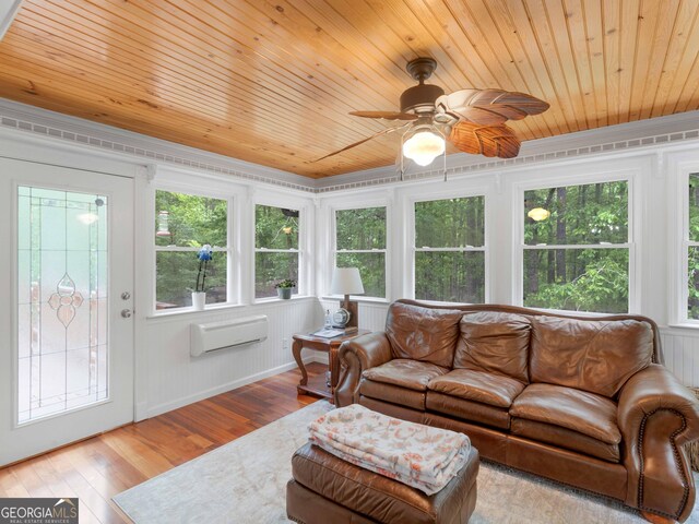 930 Singley Dr, Locust Grove, GA 30248 - living area featuring hardwood / wood-style flooring, wood ceiling, and ceiling fan
