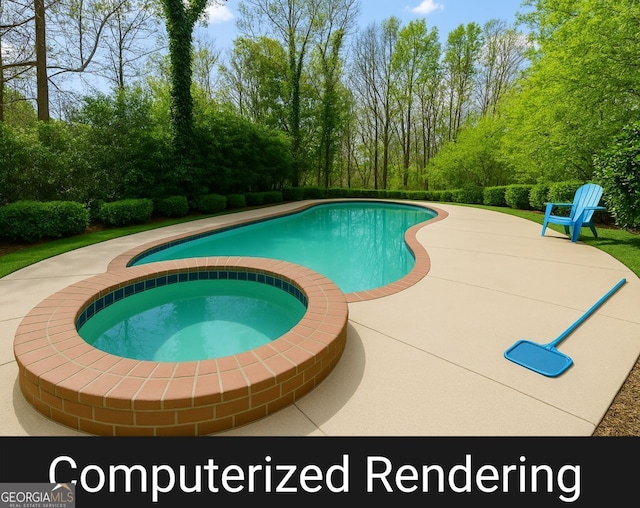225 Nacoochee Dr, Woodstock, GA 30188 - pool with an in ground hot tub and a patio area