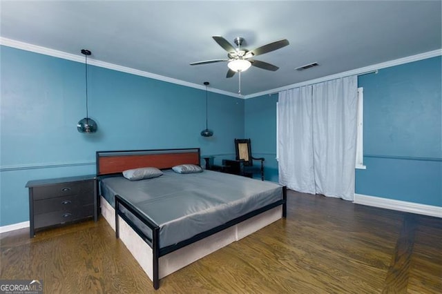 225 Nacoochee Dr, Woodstock, GA 30188 - bedroom featuring baseboards, wood finished floors, visible vents, and crown molding