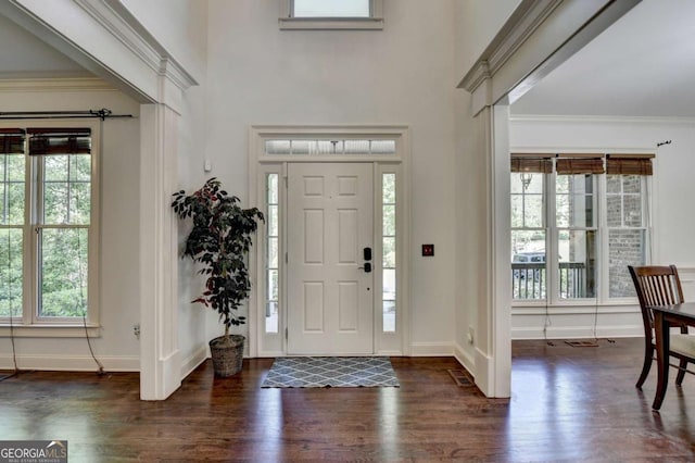 2725 Monet Dr, Cumming, GA 30041 - entrance foyer featuring baseboards, dark wood finished floors, and a wealth of natural light