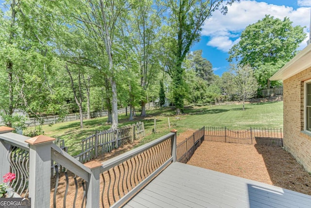 200 Piedmont Ave, Gainesville, GA 30501 - wooden terrace featuring a fenced backyard and a yard
