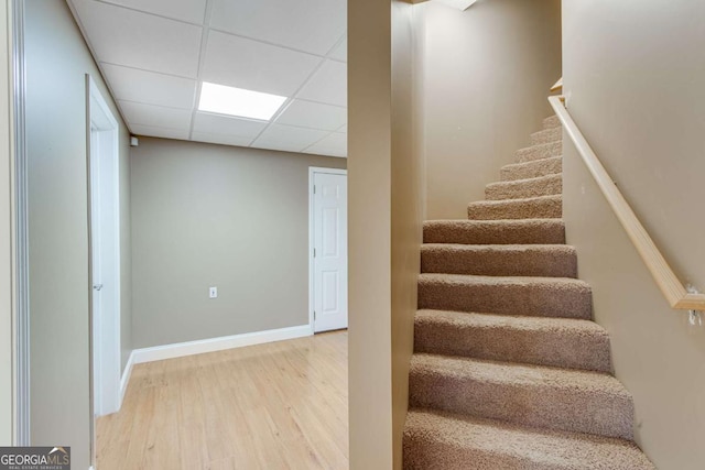 200 Piedmont Ave, Gainesville, GA 30501 - stairway featuring wood finished floors, a drop ceiling, and baseboards