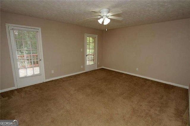 3540 Tarragon Dr, Decatur, GA 30034 - carpeted empty room with a textured ceiling, a ceiling fan, and baseboards