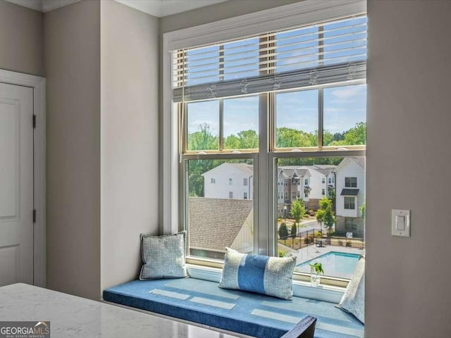 interior space featuring multiple windows