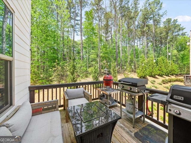 deck featuring grilling area