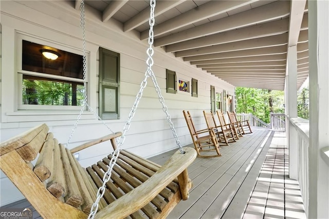 deck with a porch