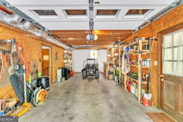 garage with a garage door opener