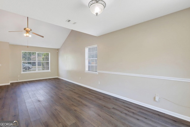 767 Madison Dr, Hinesville, GA 31313 - unfurnished room featuring baseboards, a ceiling fan, visible vents, and dark wood-style floors