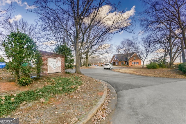 view of street featuring curbs