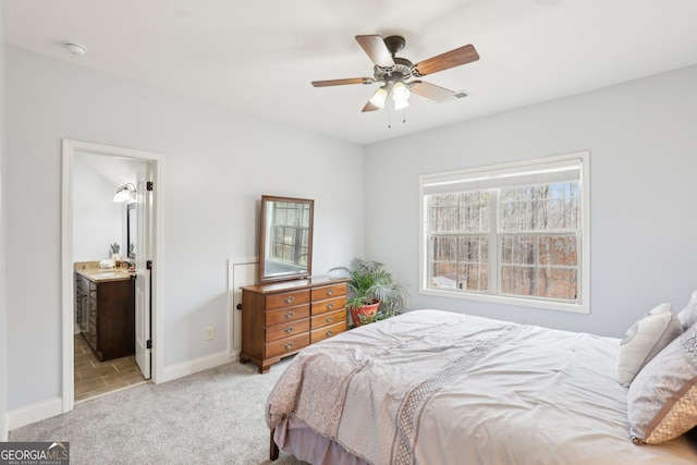 108 Turnberry Trce, Sharpsburg, GA 30277 - bedroom featuring light carpet, ceiling fan, and ensuite bathroom