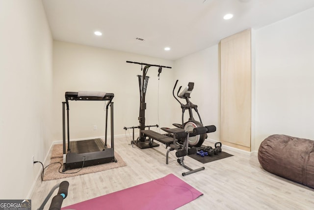 108 Turnberry Trce, Sharpsburg, GA 30277 - exercise room with wood finished floors and recessed lighting