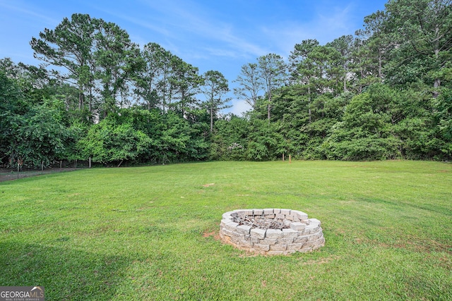 205 Tamea Trl, Covington, GA 30014 - view of green lawn with a fire pit