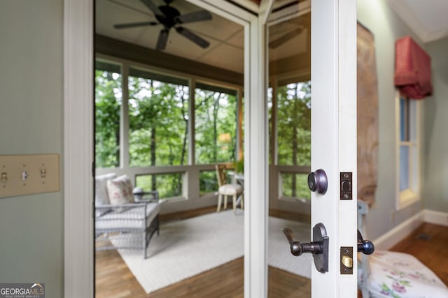 295 Goble Gap Rd, Clayton, GA 30525 - workout room featuring wood finished floors and ceiling fan