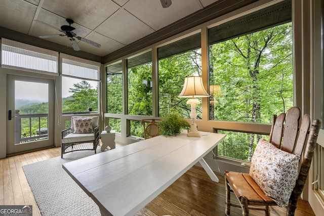 295 Goble Gap Rd, Clayton, GA 30525 - sunroom / solarium featuring a ceiling fan