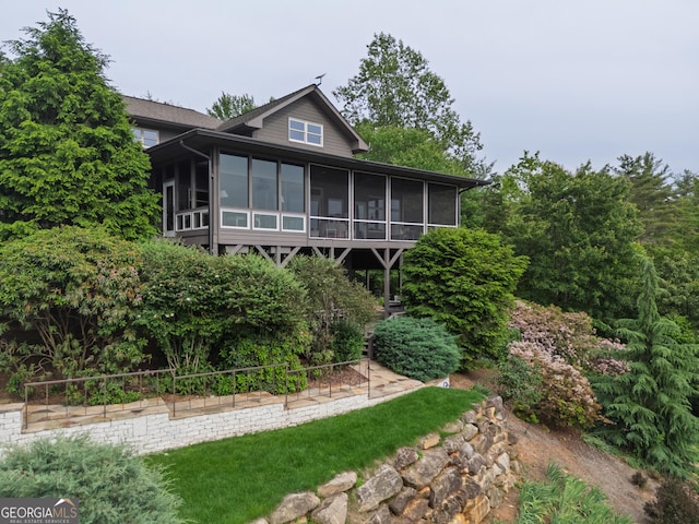 295 Goble Gap Rd, Clayton, GA 30525 - back of property featuring a sunroom