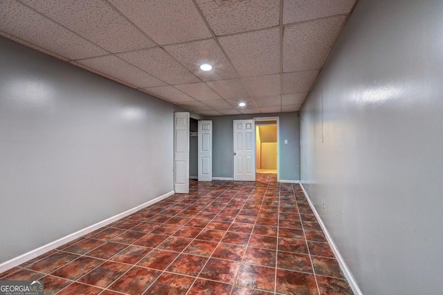 5621 Wildwood Trl, Lithonia, GA 30038 - interior space with tile patterned flooring, a paneled ceiling, baseboards, and recessed lighting