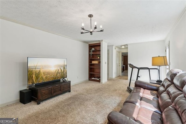 22 Oakwood Hills Dr, Suwanee, GA 30024 - living room with carpet flooring, baseboards, a chandelier, and ornamental molding