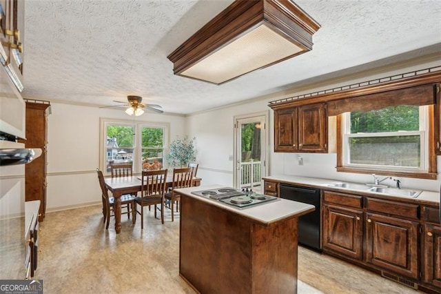 22 Oakwood Hills Dr, Suwanee, GA 30024 - kitchen with a sink, a textured ceiling, stainless steel electric cooktop, and dishwasher