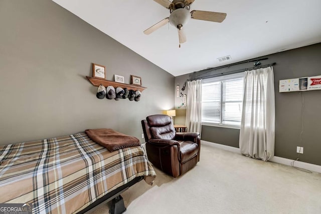 1738 Honey Tree Pl, Hoschton, GA 30548 - carpeted bedroom with lofted ceiling and a ceiling fan