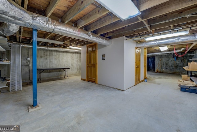 view of unfinished basement