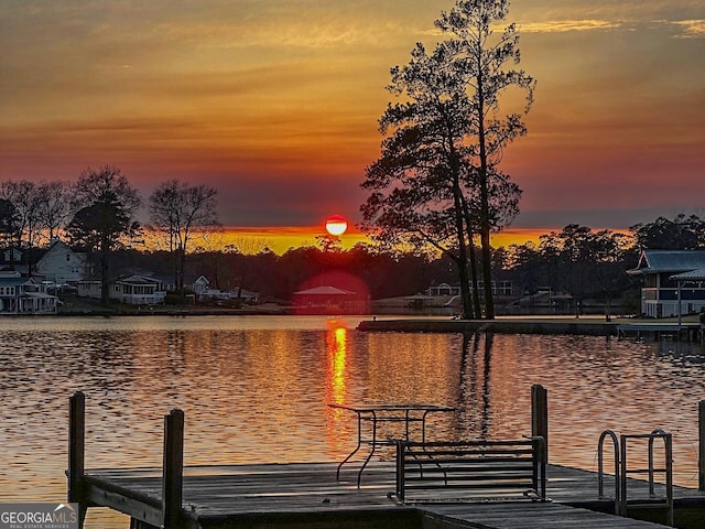 view of dock featuring a water view
