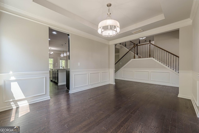 207 Cherokee Reserve Cir, Canton, GA 30115 - interior space featuring stairway, a raised ceiling, wood finished floors, and a decorative wall
