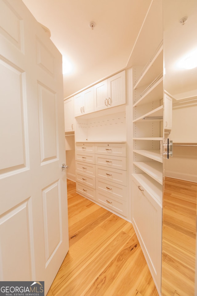 spacious closet featuring light wood-type flooring