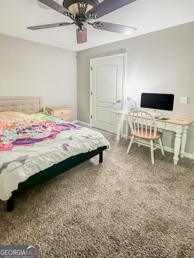 1485 Oglethorpe Run Ln, Suwanee, GA 30024 - carpeted bedroom with baseboards and a ceiling fan