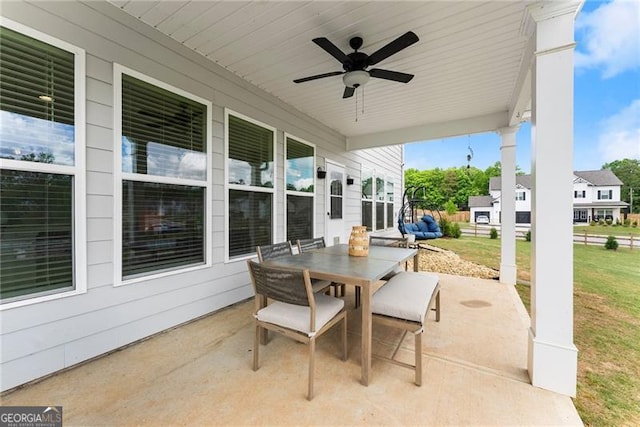 837 Porches Way, Dacula, GA 30019 - view of patio with ceiling fan and outdoor dining space