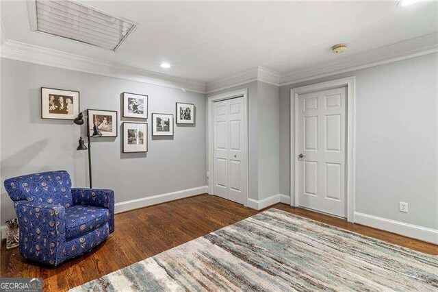 3720 Harts Pl, Atlanta, GA 30341 - sitting room featuring wood finished floors, recessed lighting, crown molding, and baseboards