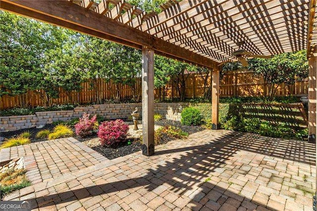 3720 Harts Pl, Atlanta, GA 30341 - view of patio / terrace featuring a pergola and a fenced backyard